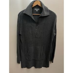 Barefoot Dreams Womens S CozyChic Lite Half Zip Tunic Sweater Blue